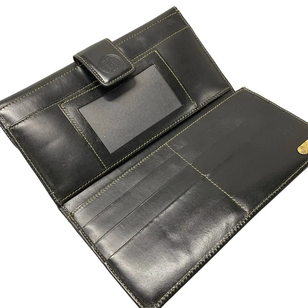 Fendi Pecan Long Wallet Black Beige PVC Leather
